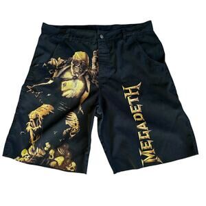 Megadeath Vic Rattlehead Skull Cutoff Shorts Mens 34